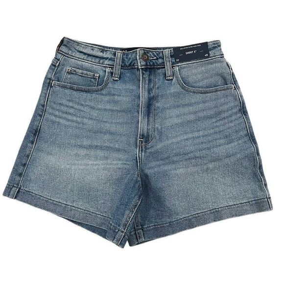 Hollister Shorts Women's 3/2 Medium Wash Denim Ultra High Rise Zip Fly Outdoor - Picture 1 of 6